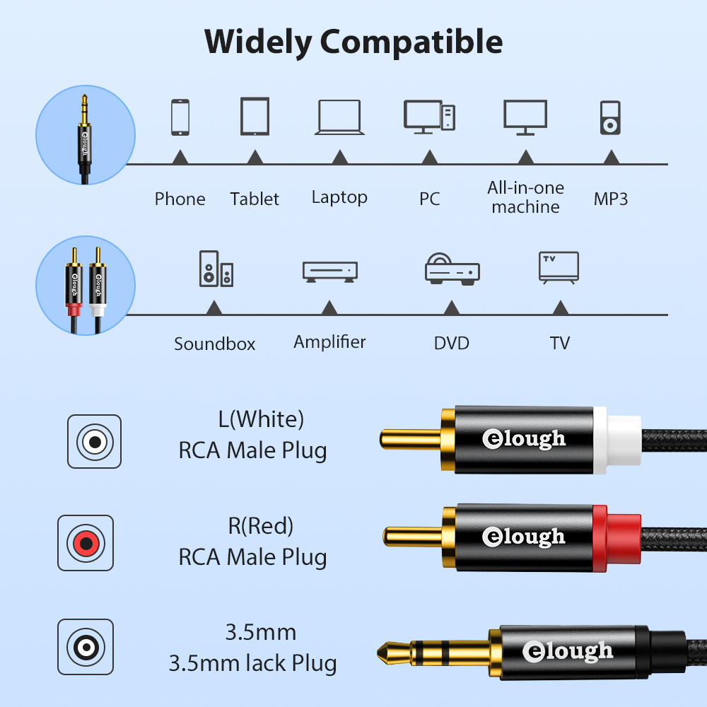 Elough RCA Cable AUX RCA Speak - Home Cinema Tv ulasan dan harga